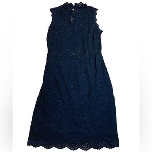 Sabora Black Lace Mock Neck Sleeveless Sheath Dress - Size L